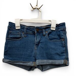 BDG Denim Blue Rolled Hem Mid Rise Shortie Shorts Size 25 w